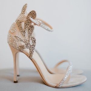 Champagne Rhinestone Stiletto Heels Bridal Sandals